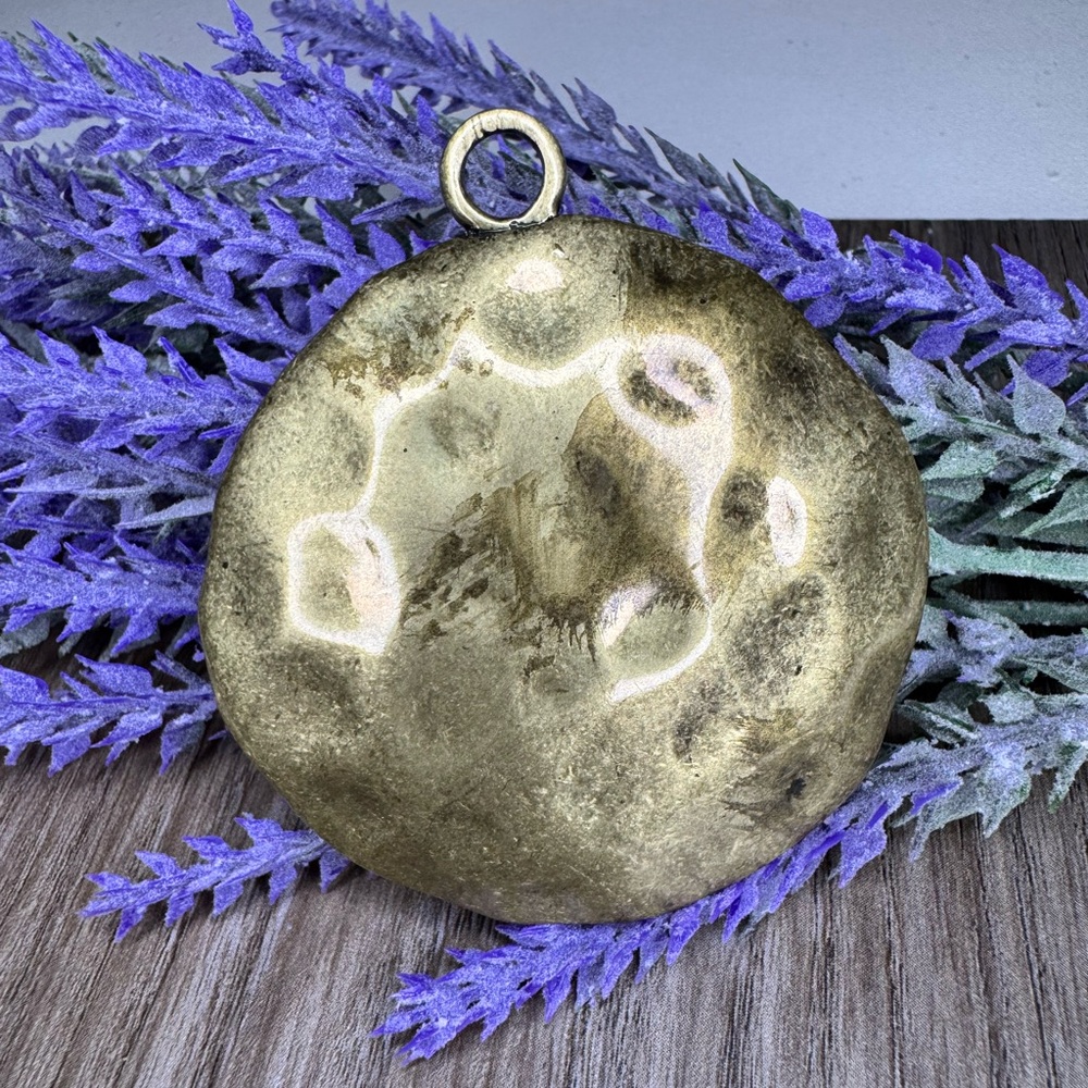 Hammered Gold Brutalist Style Statement Pendant - SKU N